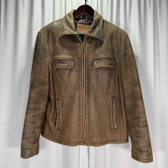 Vintage Guess Leather Bomber Jacket Distressed Suede Brown Men's Size M - Picture 1 of 10